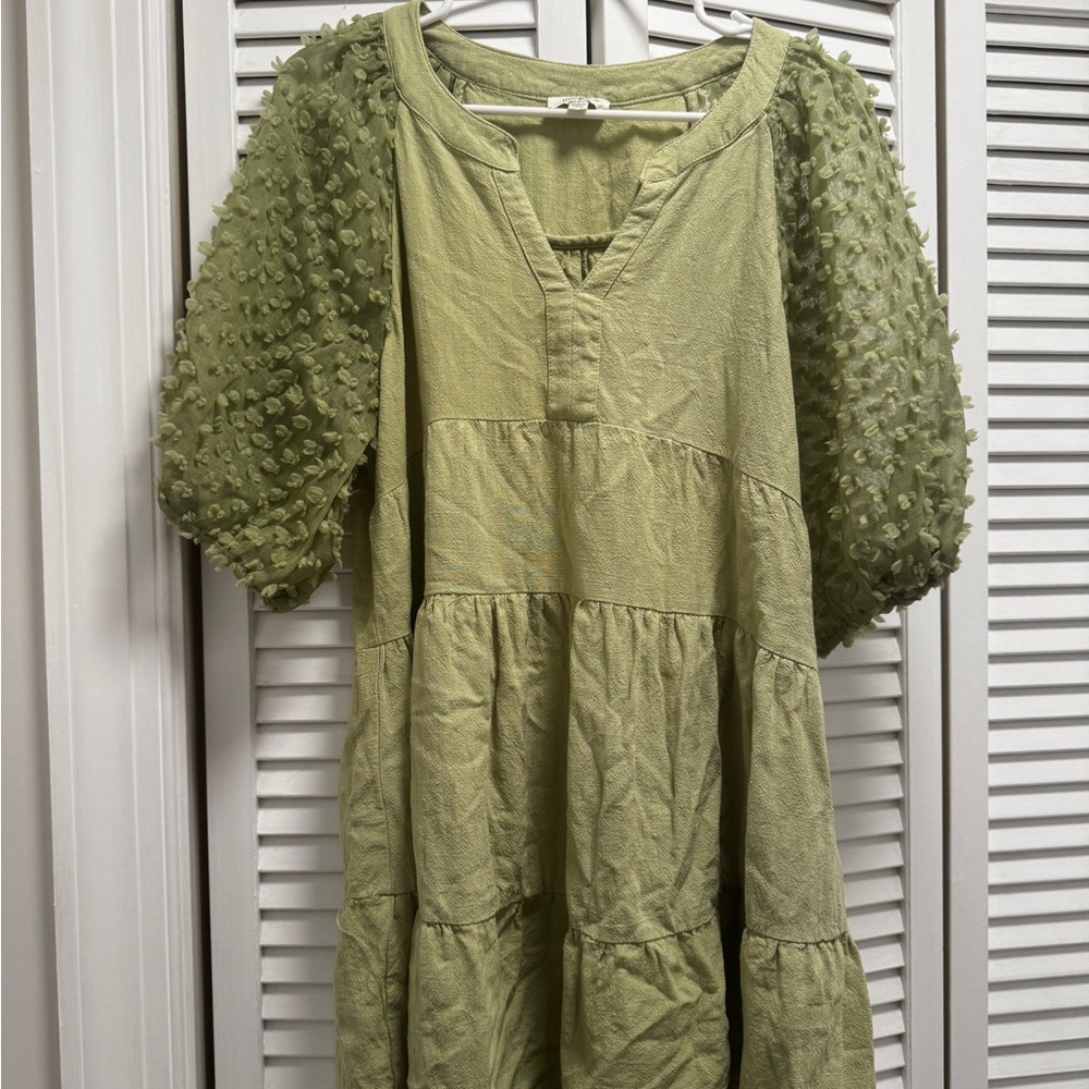 Umgee Olive Green Textured Dress